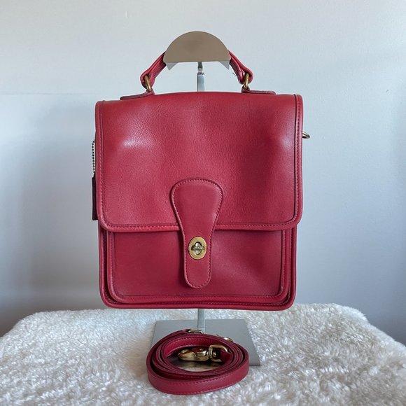 COACH Vintage Station Bag, #5130, Coach Red Leather Crossbody Bag - Picture 4 of 11